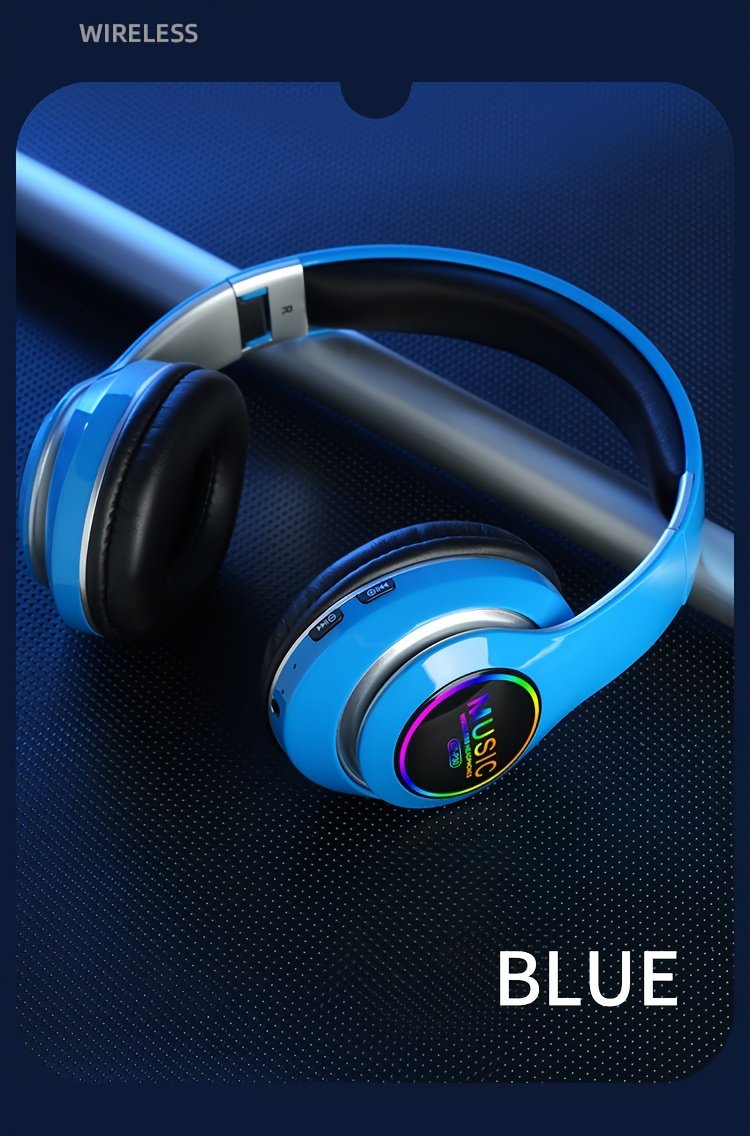 Wireless earphones, multi-color LED lights, comfortable foldable earphones, for tablet/PC/phone/birthday/Christmas/travel gifts. Popular wireless earphones, head mounted wireless earphones, and foldable earbuds. - Image 30