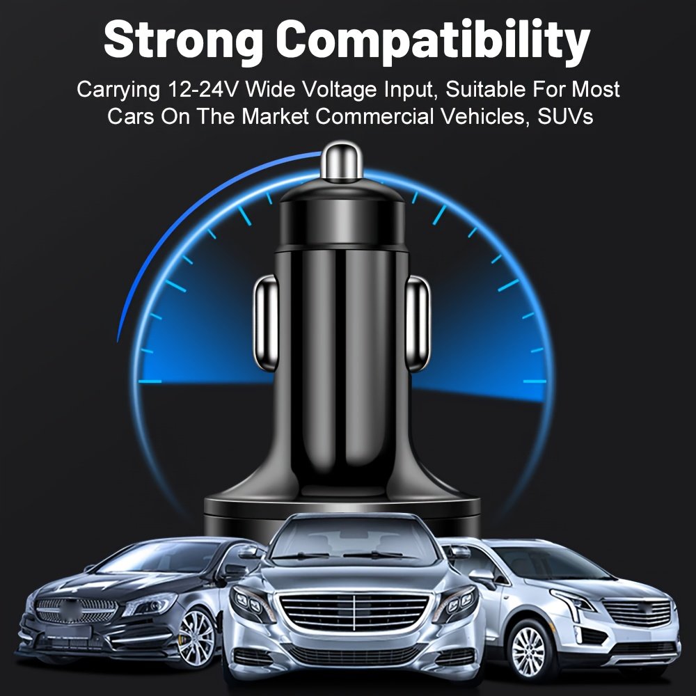 Fast Charge 6-in-1 Car Phone Charger - QC3.0, Dual PD Power Adapter with LED Display for Vehicles - Image 12