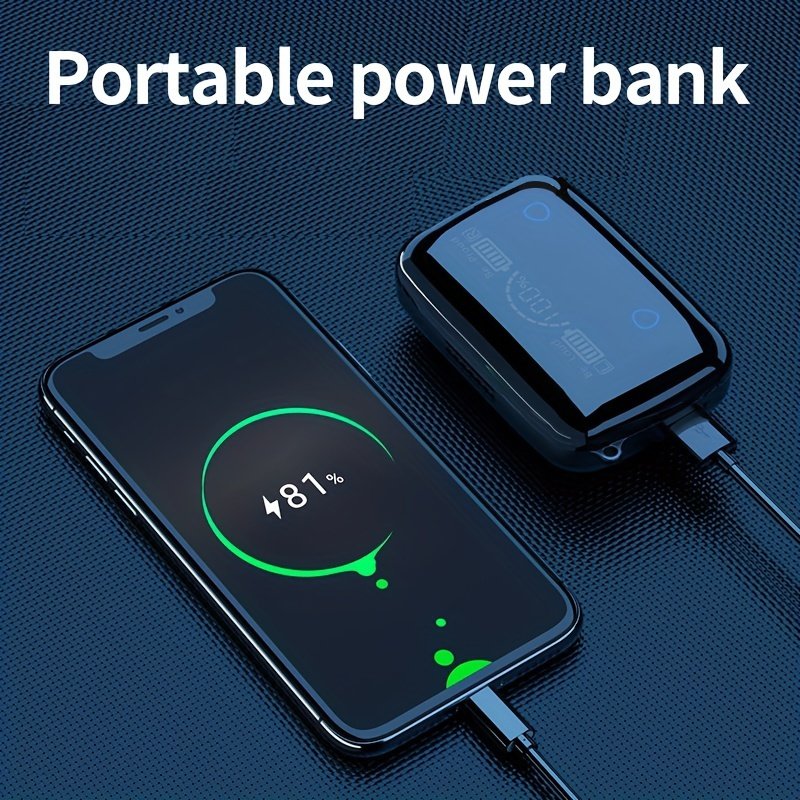 TWS Wireless Headset with Large Capacity Charging Case, Long Battery Life, LED Power Display, Flashlight, Compatible with All Smartphones - Ideal for Students, Men, Women, Birthday and Holiday Gifts, Earphones, Headphones