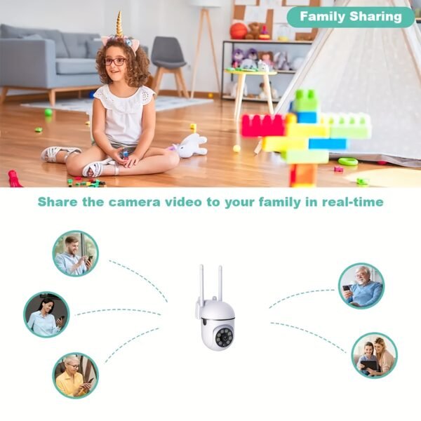 2pcs 1080P HD Security Dome Cameras, Wireless WiFi Connectivity, PTZ Control via App & Amazon Alexa, Motion & Audio Alerts, with Color Night Vision, Wall Hanging, Non-Waterproof, for Indoor/Outdoor Home Security with Spotlight & Siren, USB Powered - Image 2