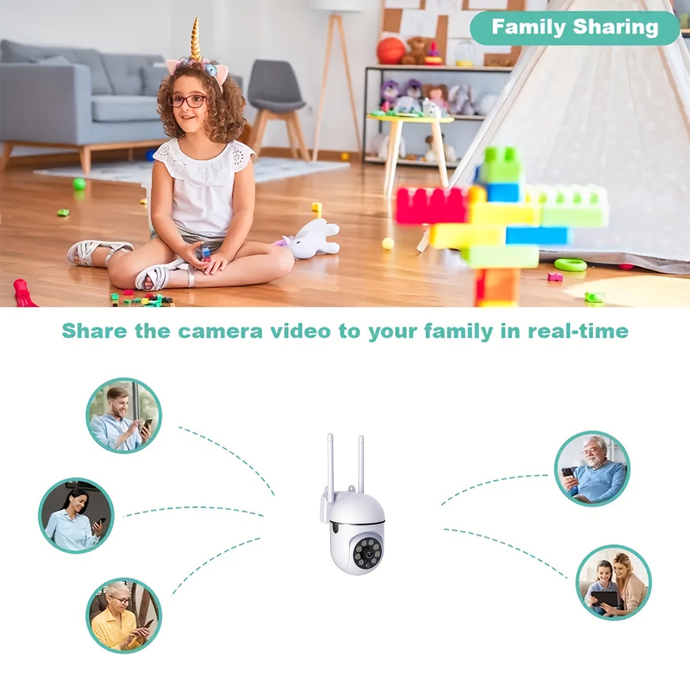 2pcs 1080P HD Security Dome Cameras, Wireless WiFi Connectivity, PTZ Control via App & Amazon Alexa, Motion & Audio Alerts, with Color Night Vision, Wall Hanging, Non-Waterproof, for Indoor/Outdoor Home Security with Spotlight & Siren, USB Powered - Image 2