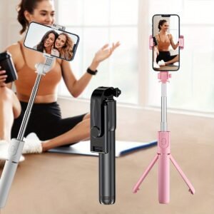 1pc 360° Rotatable Wireless Selfie Stick Tripod, Panoramic Smartphone Stand for Travel, Outdoors, Live Streaming & Video Recording, Plastic, Battery Powered, Non-rechargeable Button Battery, ≤36V
