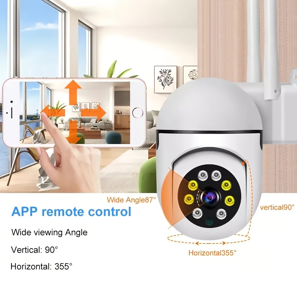 1pc 1080P FHD surveillance camera, wireless indoor/outdoor camera, two-way talk, 355° panoramic view, two-way audio, only support 2.4GHz network, motion tracking function, color night vision, suitable for Youngsters, elderly and pets, (charger removed) - Image 7