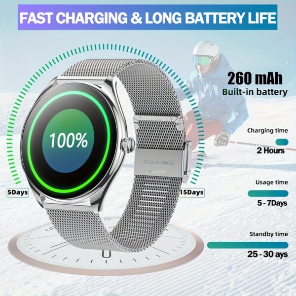 Stylish Ultra-thin Smart Watch Gift For Men And Women, Featuring A 1.43-inch Full Touch Screen, With SMS And Call Functions, Compatible With Android/iPhone, Fitness Activity Tracker Watch, Multiple Sports Modes, Pedometer, Distance, 100+ Sports Modes - Image 8