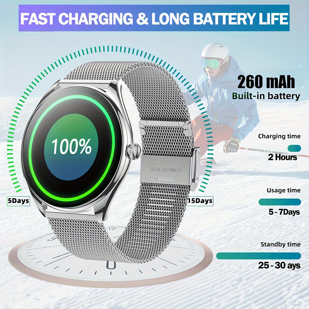 Stylish Ultra-thin Smart Watch Gift For Men And Women, Featuring A 1.43-inch Full Touch Screen, With SMS And Call Functions, Compatible With Android/iPhone, Fitness Activity Tracker Watch, Multiple Sports Modes, Pedometer, Distance, 100+ Sports Modes - Image 8