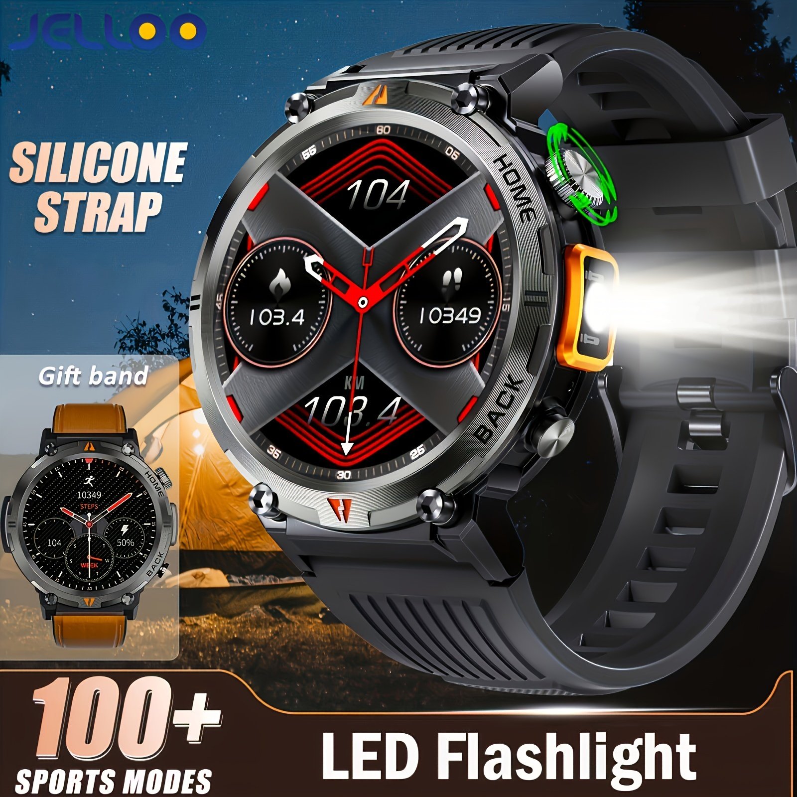 JELLOO Sports Smart Watch With LED Lighting For Men, With Wireless Call Making Function(Answer/Make Calls), 3.68cm HD Smart Watch Smartwatch For Android & IPhone Phone - Image 2