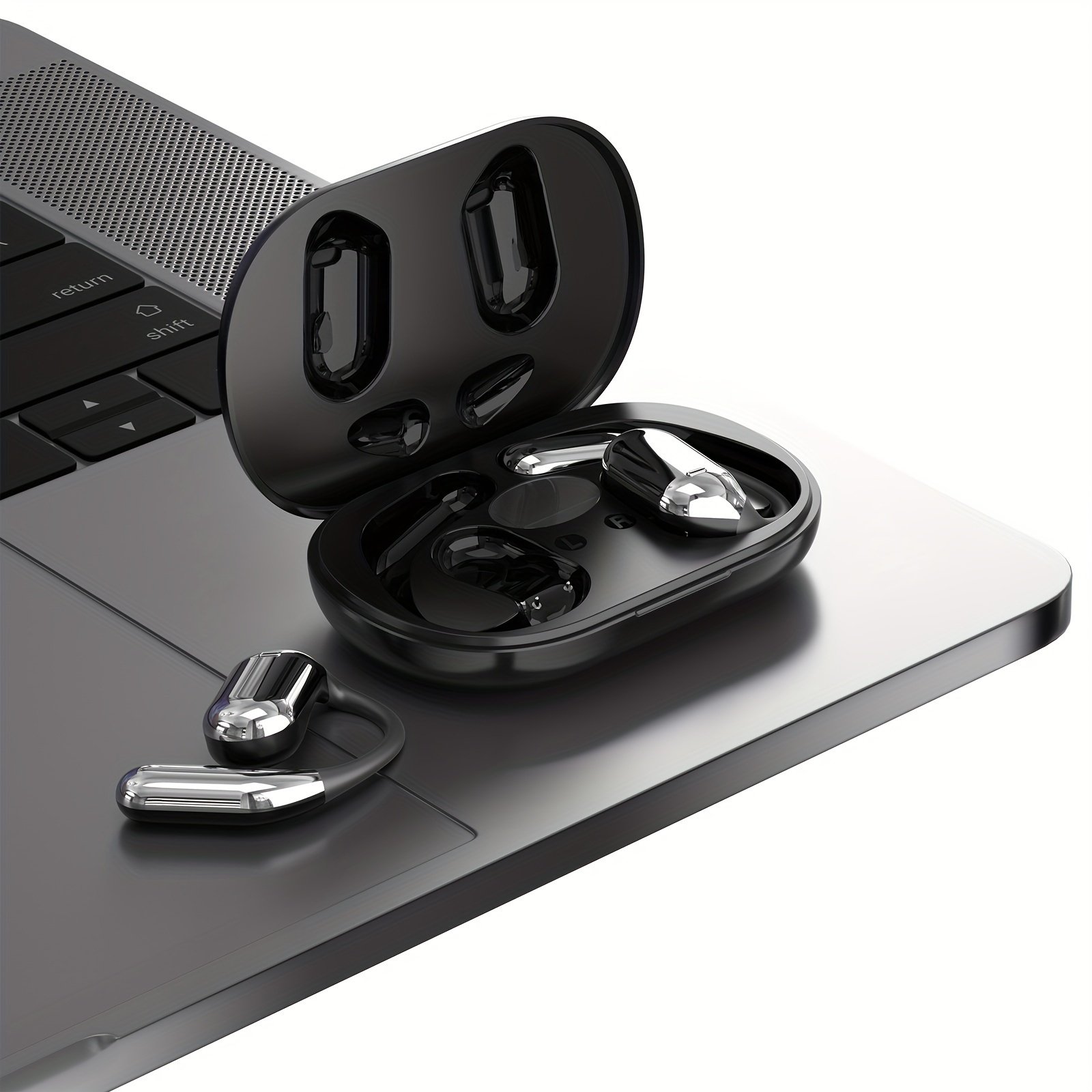 Wireless Headphones with Open Ear Design, Sport Earbuds Featuring Touch Volume Control, Built-In Microphone, And Ear Hooks. They Offer 50 Hours of Playtime And Come with an LED Display Charging Case, Ideal for Running And Fitness, Available in Black And W - Image 16