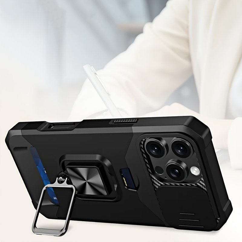 Durable and Sturdy Heavy-duty Phone Case, Suitable for iPhone 16 15 14 13 12 11 Pro XS Max Mini Designed Shock Resistant Hard Phone Case, with Metal Bracket and Card Slot, Suitable for Outdoor Work and Exploration - Image 10
