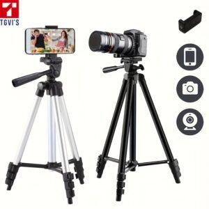 TGVI'S Z005 Expandable Aluminum Alloy Camera Tripod with Smartphone Mount, Pan Head, Compatible with Canon, Sony, Nikon, Panasonic, iPhone for Photography, Selfies, Live Streaming, Video Recording