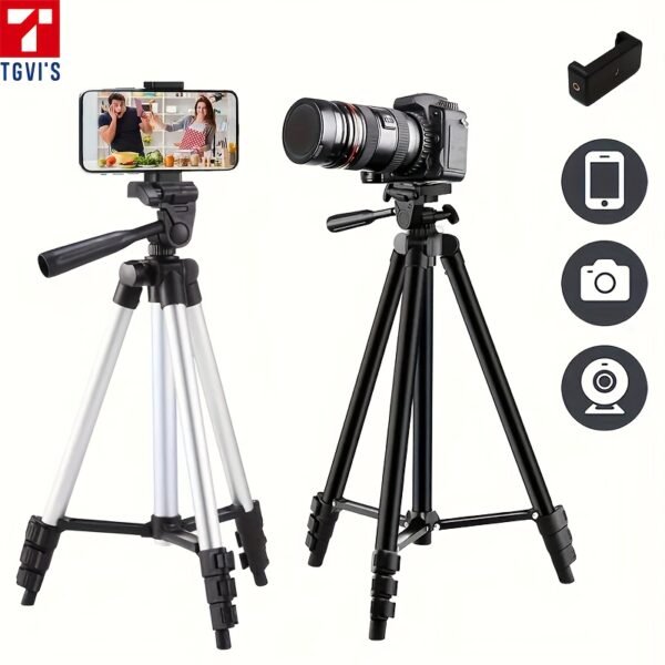 TGVI'S Z005 Expandable Aluminum Alloy Camera Tripod with Smartphone Mount, Pan Head, Compatible with Canon, Sony, Nikon, Panasonic, iPhone for Photography, Selfies, Live Streaming, Video Recording
