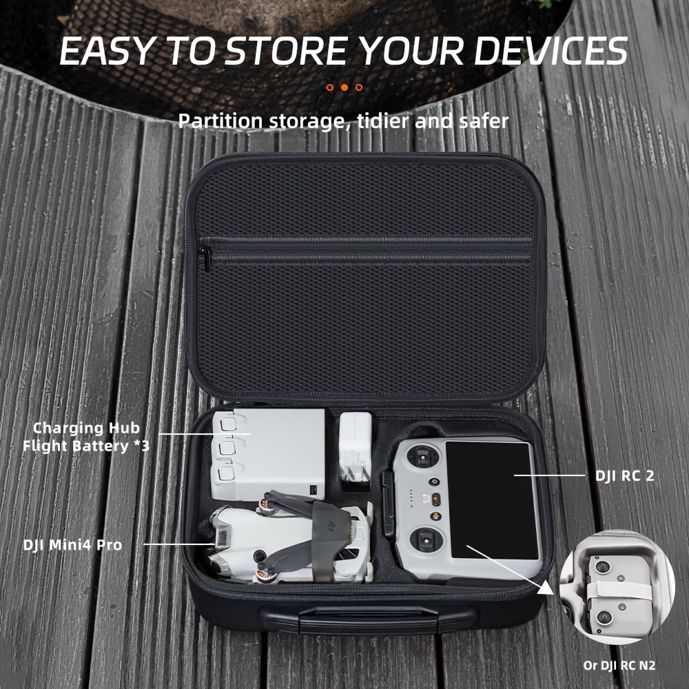 DJI Mini 4 Pro Hard Shell Carrying Case - Durable, Waterproof & Shockproof Travel Bag with Detachable Shoulder Strap for Drone and Remote Controller Storage, Handbag, Protective, EVA - Image 8