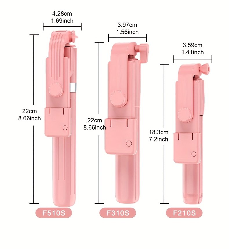 Wireless Selfie Stick Tripod, Pink Multi-Size with Beauty Light, 360° Rotating, Portable Remote Control Handheld Live Streaming Stand, Anti-Shake Gimbal Stabilizer, Battery Powered (Button Battery, ≤36V) - Image 25