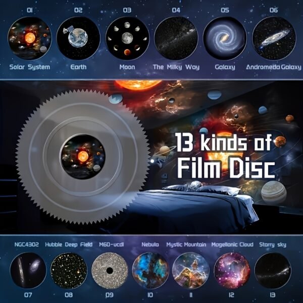 1 for Galaxy Projector with 360° Rotation, Star-Shaped Projector, Nebula Ceiling Light, Perfect for Valentine's Day Gift, with 12 HD Movies for a Starry Bedroom Atmosphere - Image 7
