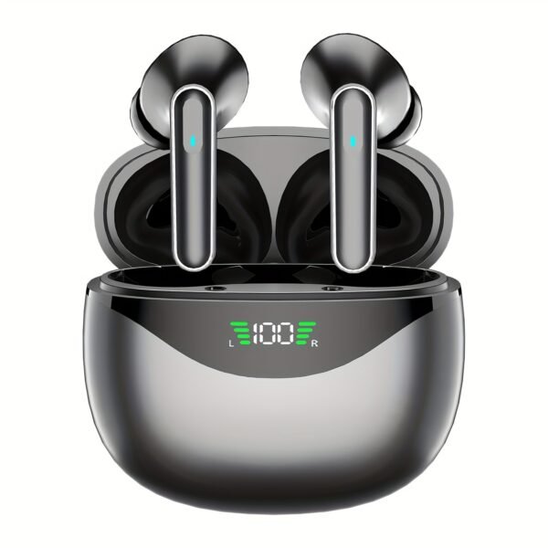 1 Pair LIFEBEE True Wireless Earbuds with Digital LED Power Display, TWS In-Ear Headphones with ENC Noise Cancelling, Built-in Condenser Mic, Sports Exercise Earphones with Deep Bass, Type-C Rechargeable Case, 300mAh Lithium Polymer Battery, Wireless Open