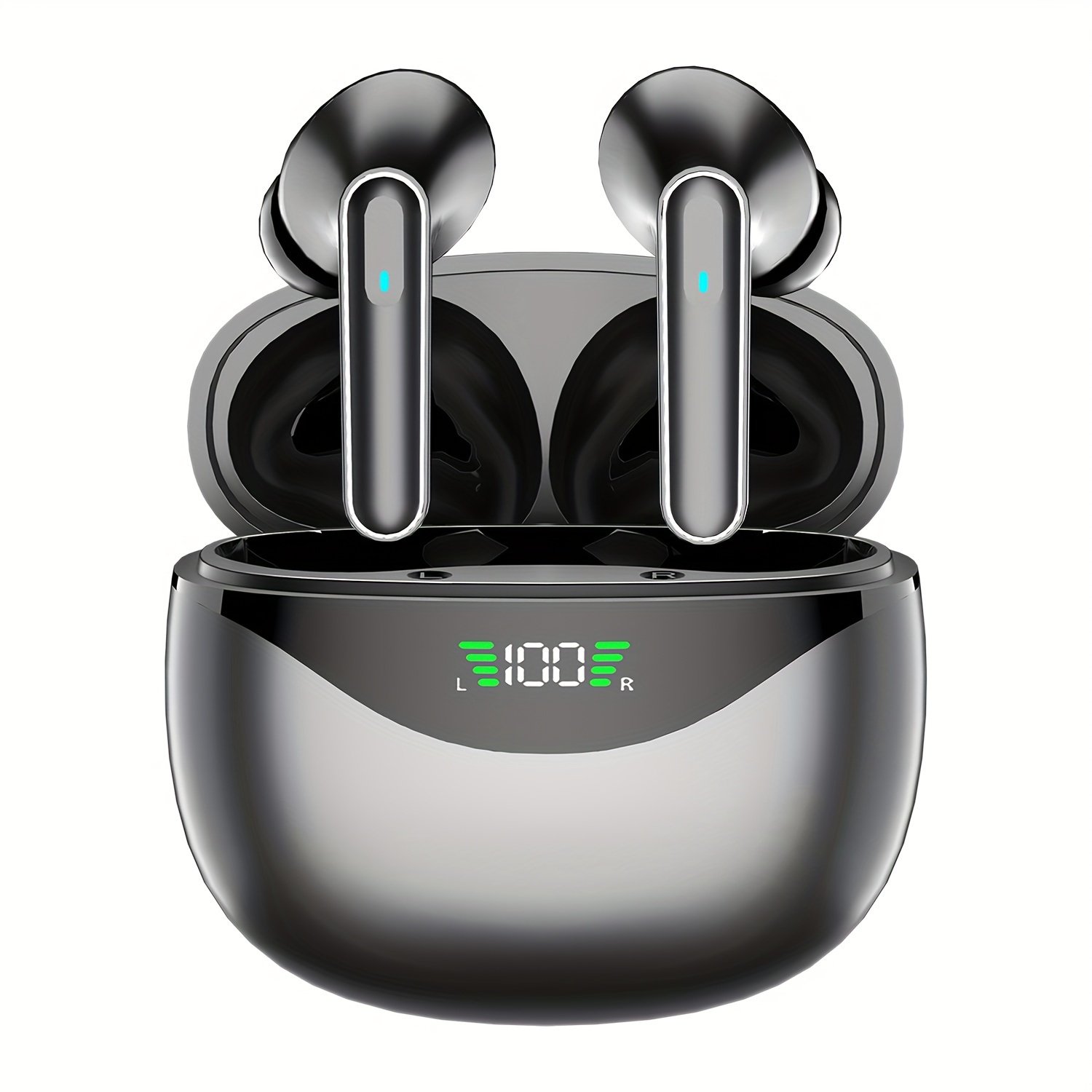 1 Pair LIFEBEE True Wireless Earbuds with Digital LED Power Display, TWS In-Ear Headphones with ENC Noise Cancelling, Built-in Condenser Mic, Sports Exercise Earphones with Deep Bass, Type-C Rechargeable Case, 300mAh Lithium Polymer Battery, Wireless Open