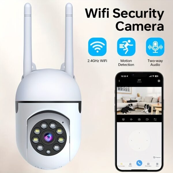 2pcs Safety Camera High Definition 1080P WiFi Surveillance Camera - Wall Mount, Night Vision Function, App Control, Audio and Motion Alarm, Color Display, USB Powered, Wi-Fi Connection, 355° Horizontal Rotation and 90° Vertical Rotation, Indoor Home Secur - Image 6