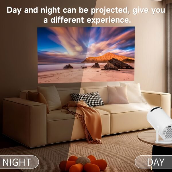 XYA Compact HD Mini Projector - 2800+ Lumens, 1080P Supported, 3.3meter Screen, Remote Control, LED Lights, Auto Correction, for Laptops, PCs, Smartphones - White, Home Cinema Projector|Modern Cylindrical Design|Highperformance Electronics - Image 10