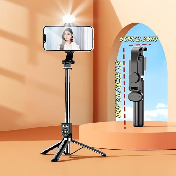 1pc Stainless Steel Adjustable Selfie Stick, Wireless Tripod Stand with Phone Holder, Extendable Telescopic Smartphone Mount for Live Streaming, Portable and Durable - Image 8