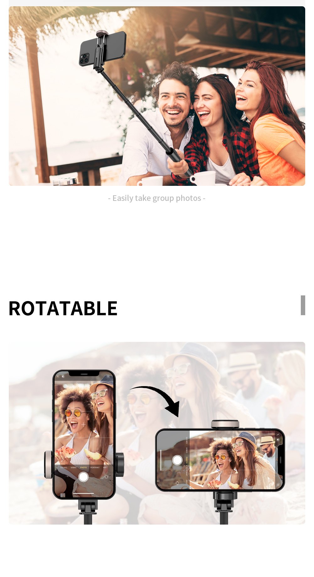 Portable Aluminum Alloy Phone Selfie Stick, Extendable Mobile Phone Tripod, Integrated Wireless Remote Hands Free Shooting For Apple IPhone And Android Smartphones 4''-7" - Image 15