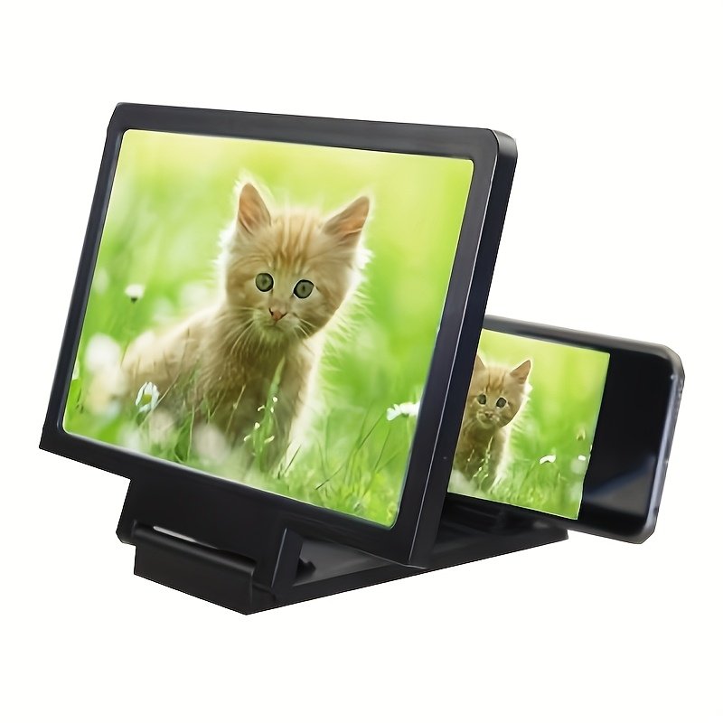 1 3D HD Mobile Phone Screen Magnifier, Portable Smartphone Amplifier, Foldable Desktop Stand, Plastic, No Mobile Phone Battery Required - Image 2