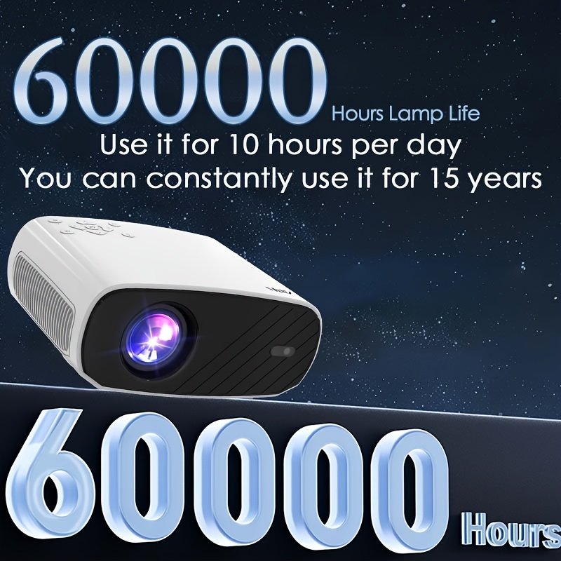 VEXY Android Projector with WIFI Full HD 500 ANSI lumens Home Theater Bedroom Living Room Portable Smart Projector Compatible with HDTV, USB, AV, Fire Stick, PS5, DVD, Laptop, Desktop