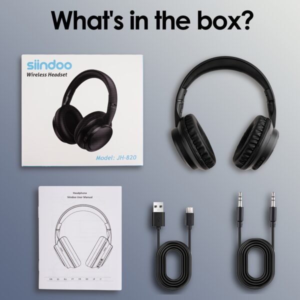 Siindoo Wireless Headphones Over Ear HiFi Stereo Headset with Microphone and 3EQ Modes Foldable Wireless V5.4 Headset for Travel Smartphone Computer Laptop - Image 2