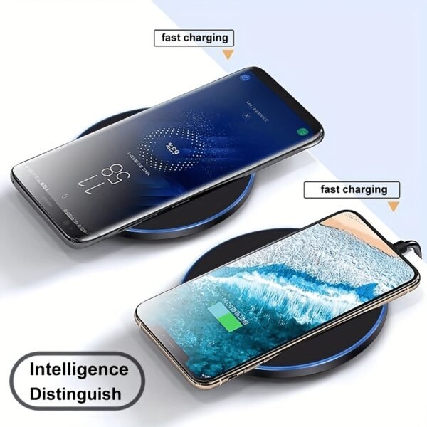 Portable Travel Charger, Round Thin Design, 15W Fast Charging Magnetic Wireless Charger with USB Connector, Compatible with Apple and for SamSung Phones, USB-Powered, 36V Max Voltage, Fast Charging Function, No Battery Required - Image 7