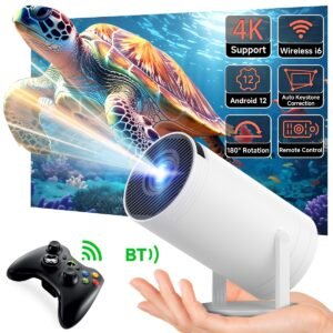 XYA S100 Mini Smart Projector - 4K, Auto-Correction, 180° Rotation, WiFi6 & Wireless5.2, Portable for Home & Office Use, Compatible with Smartphones/Laptops/HDTVs