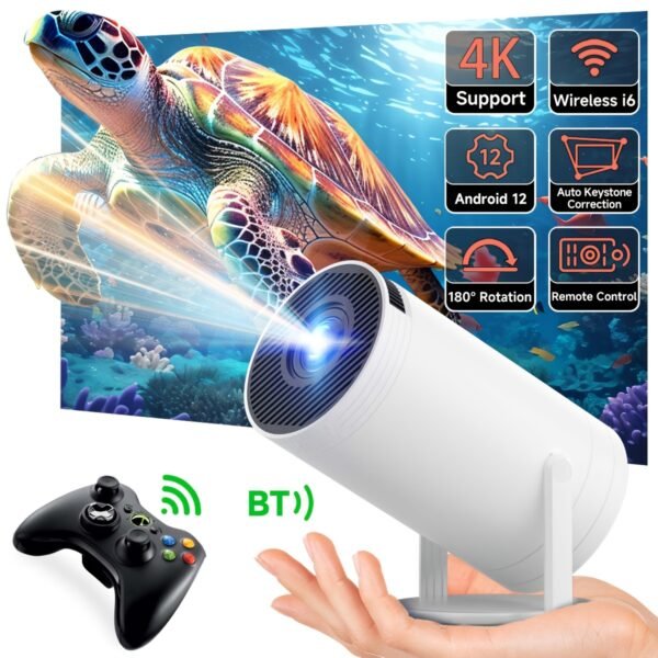 XYA S100 Mini Smart Projector - 4K, Auto-Correction, 180° Rotation, WiFi6 & Wireless5.2, Portable for Home & Office Use, Compatible with Smartphones/Laptops/HDTVs