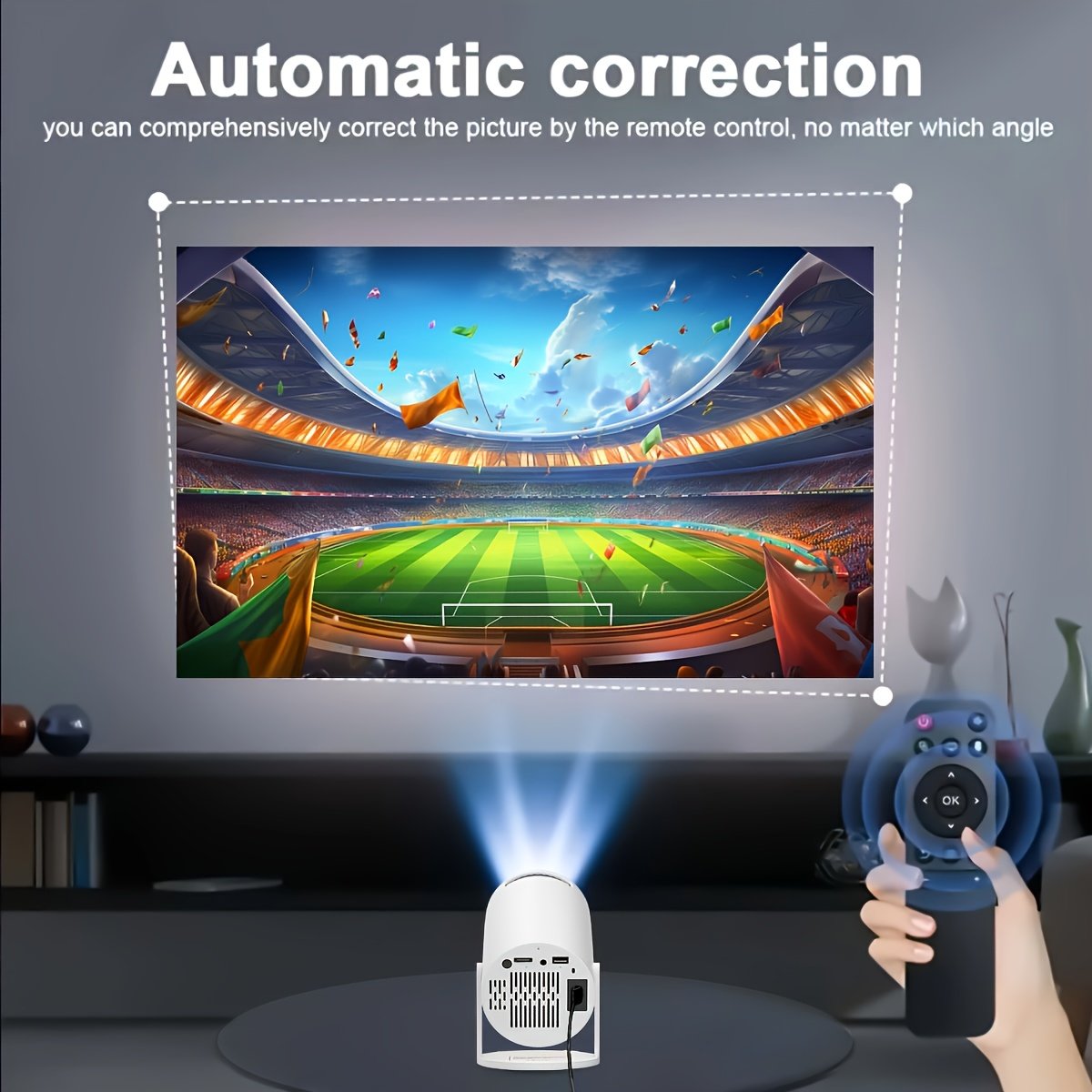 1 Ps-HD-1080P Portable Projector with European Plug - Supports Wireless 6 & Wireless 5.2, High Brightness & Surround Sound, HD 720P Resolution, Auto Focus & 4K Support for Exciting Sports Parties - Image 2