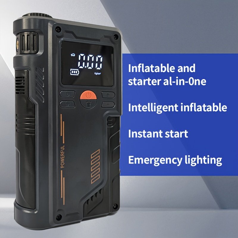 TENGQU Semi-Automatic Car Jump Starter with Portable Air Compressor, Multi-Function Tire Inflator, PVC Material, Non-Waterproof, USB Charging, Operating Voltage ≤36V, 2500A Peak for 12V Vehicles, 8L Gas/6.5L Diesel Engine - Christmas Festival Gift - Image 5