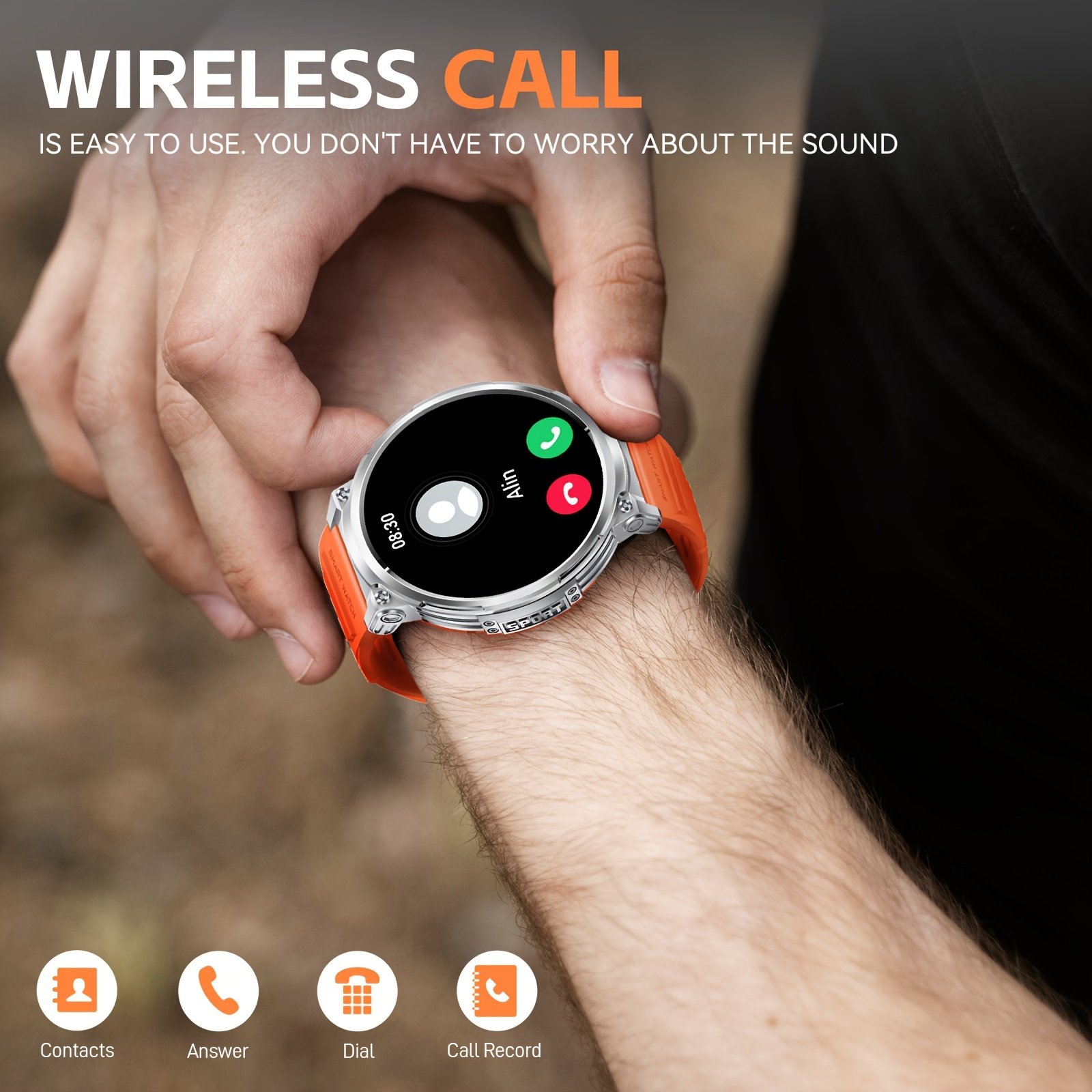 INEYES Men's Smartwatch For Android Phone With LED Flashlight And 1.85-Inch Full Touch Screen, Outdoor Sports Smart Watches For Women With 730mAh Large Capacity Battery, Smart Watch For Men With Wireless Call, Message Reminder, Women's Smartwatches For IP - Image 8