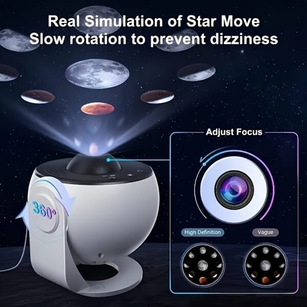 1 for Galaxy Projector with 360° Rotation, Star-Shaped Projector, Nebula Ceiling Light, Perfect for Valentine's Day Gift, with 12 HD Movies for a Starry Bedroom Atmosphere - Image 2