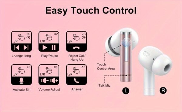 Wireless Earbuds With 40H Playtimes Charge Case, Wireless 5.3 Headphones, Deep Bass, Running Earphones With 4-Mic Clear Call, LED Display, In Ear Headphones For Work/Gym - Image 12