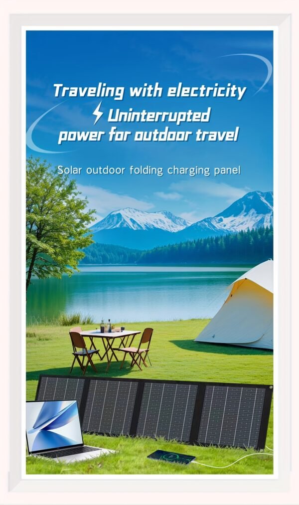 65W Solar Charger - Lightweight, Portable & Foldable with Carabiner Clip for Mobile Phones - Image 9