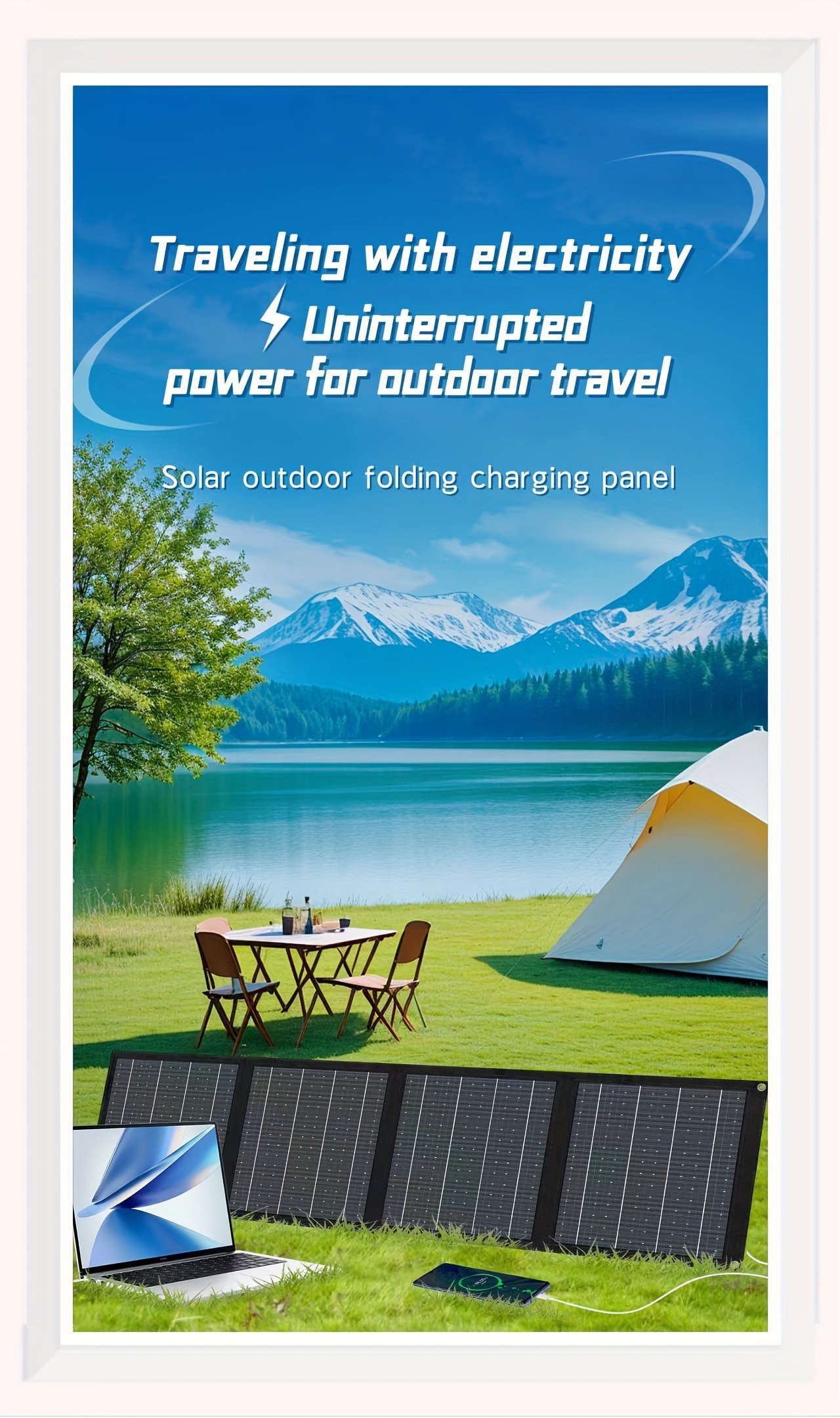 65W Solar Charger - Lightweight, Portable & Foldable with Carabiner Clip for Mobile Phones - Image 9