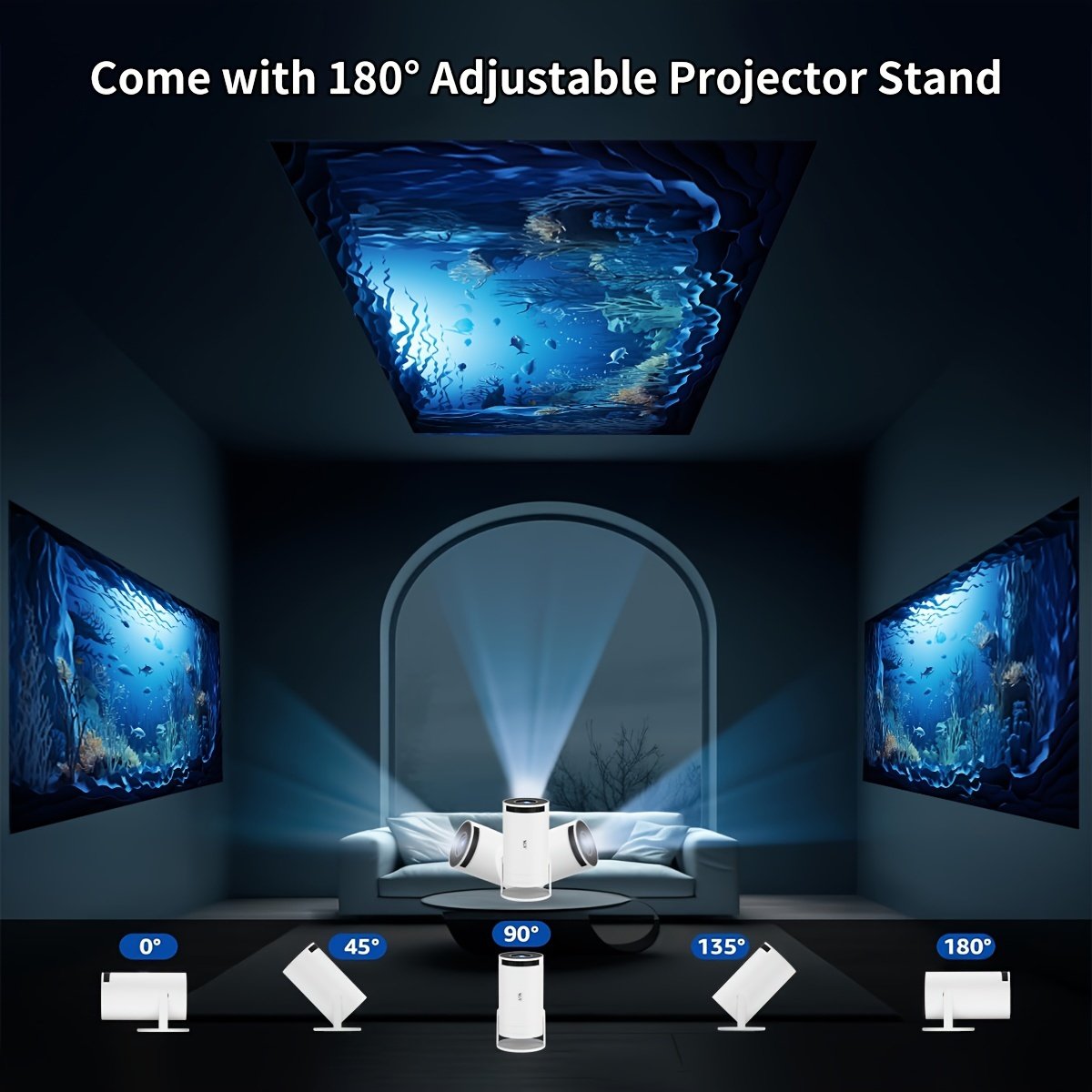XYA 1080P Portable Projector, 4K Support, 5G WiFi BT5.2, Built-in Android 11.0, 18000Lumen, 3.3meter Display, Home Theater, Table Mount, Remote Control, 16:9 Aspect Ratio, LCD, USB/AV Connectivity, European Standard Plug, 220-240V, for Smartphone/Tablet/L - Image 8