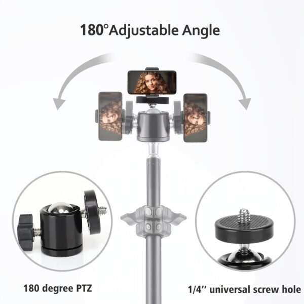 160.02 Cm Mobile Phone Holder Tripod With Phone Clip, Expandable Metal Bracket, Portable Outdoor Shooting Tool, Outdoor Live Streaming Photography Tripod - Image 4