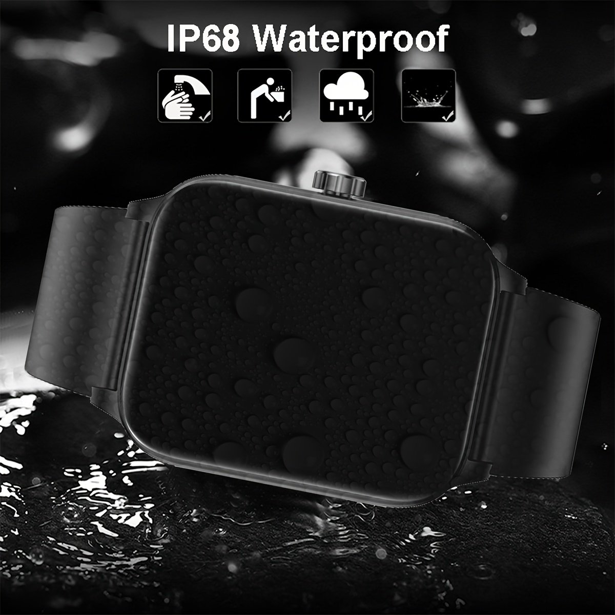 1pc Coiusor Men'S Smart Watch - 4.7cm HD Full Touch Screen, IP68 Waterproof, USB Rechargeable, Silicone Strap, Sports Style, Pedometer, Message Push, Call Function, Compatible with iPhone/Android - Image 8