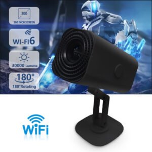 Compact HD Projector 1280x720P, 1800 Lumens, 180° Rotatable, Adjustable Table Mount, USB Powered, Wi-Fi, Built-in Speakers, Button Control, 16:9 Aspect Ratio, Ideal for Home Theater & Outdoor Use, Perfect Gift for Birthdays & Holidays