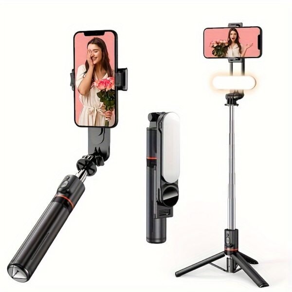 1pc Stainless Steel Selfie Stick with Wireless Remote Fill Light, Battery Powered, ≤36V, Multi-functional Handheld Travel Stand for iPhone/Android, Outdoor Live Photo Shooting, Ideal Gift - Image 7