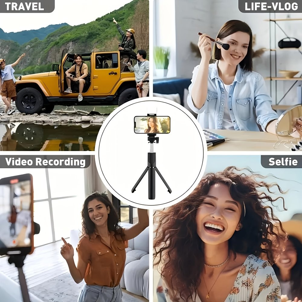 Portable Selfie Stick with LED Fill Light & Remote - Rechargeable Battery, USB Powered, Wireless Enabled for Easy Photography and Video Recording, Selfie Stick for Phone - Image 14