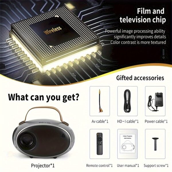 PGIVDA Portable Portable Projector 7500 Lumens, Movie Projector Support 1080P, Wireless Compatible With Smartphone Of Same Screen - Image 9