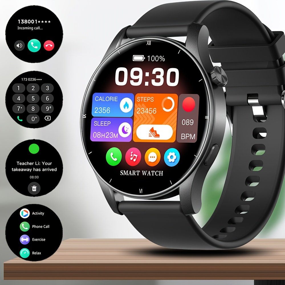 COIUSOR Men'S Smart Watch, 3.53cm TFT Display, IP68 Water Resistant, 360p Wireless 5.0, USB Charging, Long-Lasting 300mAh Lithium Polymer Battery, Call & SMS Reminders, App Notifications, Silicone Strap, Outdoor Fitness Tracker, Flashlight Function, Compa - Image 5