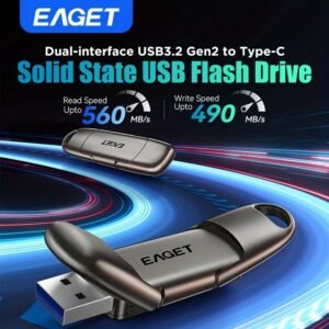 EAGET 512G 256G USB Drive, External SSD USB Fast 560MB/s 2-in-1 Dual Drive USB Type C+ USB A 3.2 Gen2 Solid State Pen Drive Memory Stick Storage Device U Disk for iPhone 15/PS4/Android Phone/Tablet/Windows/Mac