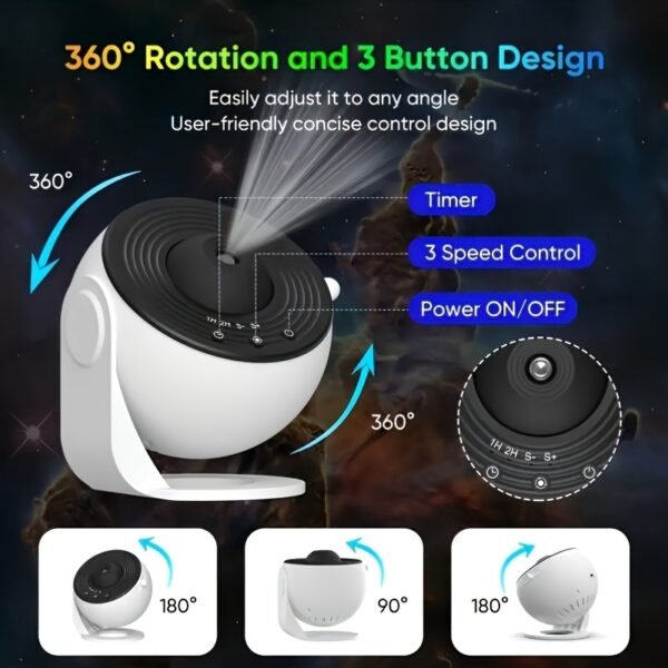 1 for Galaxy Projector with 360° Rotation, Star-Shaped Projector, Nebula Ceiling Light, Perfect for Valentine's Day Gift, with 12 HD Movies for a Starry Bedroom Atmosphere - Image 8