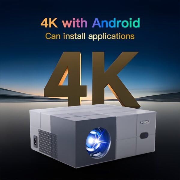 PGIVDA 4K Android Smart Projector, Apps Installable, Full HD 1080P 500 ANSI Lumens, Motorized Focus, One-Click Focus, Same Screen, Wireless, Compatible with HDTV, PS5, Laptop, Desktop