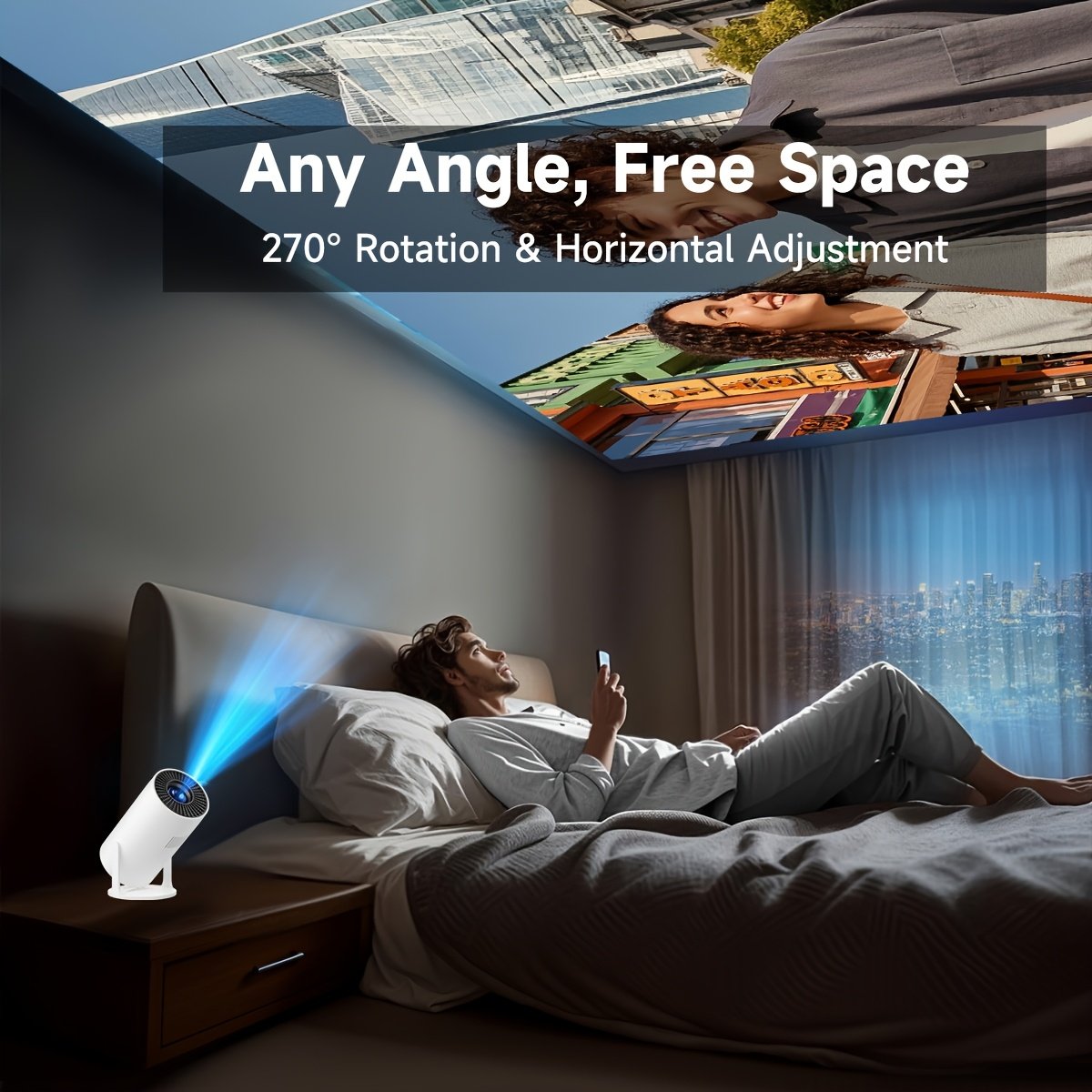 1 Ps-HD-1080P Portable Projector with European Plug - Supports Wireless 6 & Wireless 5.2, High Brightness & Surround Sound, HD 720P Resolution, Auto Focus & 4K Support for Exciting Sports Parties - Image 3