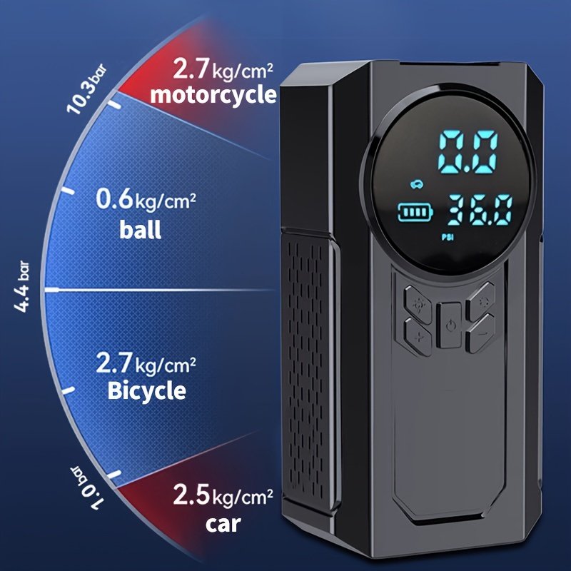 Portable Cordless Car Jump Starter & Tire Inflator - USB Rechargeable, LED Display, Flashlight Feature, Large Capacity Storage - Image 4