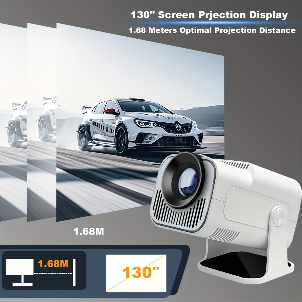 White New HY320 Mini Newly Native 720P Android 11 4K Projector 320ANSI Wifi6 Wireless 5.0 Cinema Portable 180° Rotable Projector - Image 3